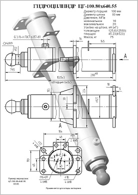 Гидроцилиндр ЦГ-100.80х640.55