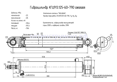 Гидроцилиндр манипуляторов и хорверной головки КГЦ 913.125-60-790