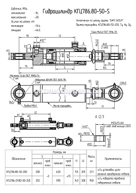 Гидроцилиндр поворота переднего поворотного отвала грейдера КГЦ 786-01.80-50-250