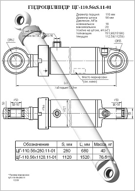 Гидроцилиндр ЦГ-110.56х280.11-01