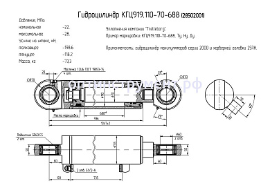 Гидроцилиндр манипуляторов и хорверной головки КГЦ 919.110-70-688